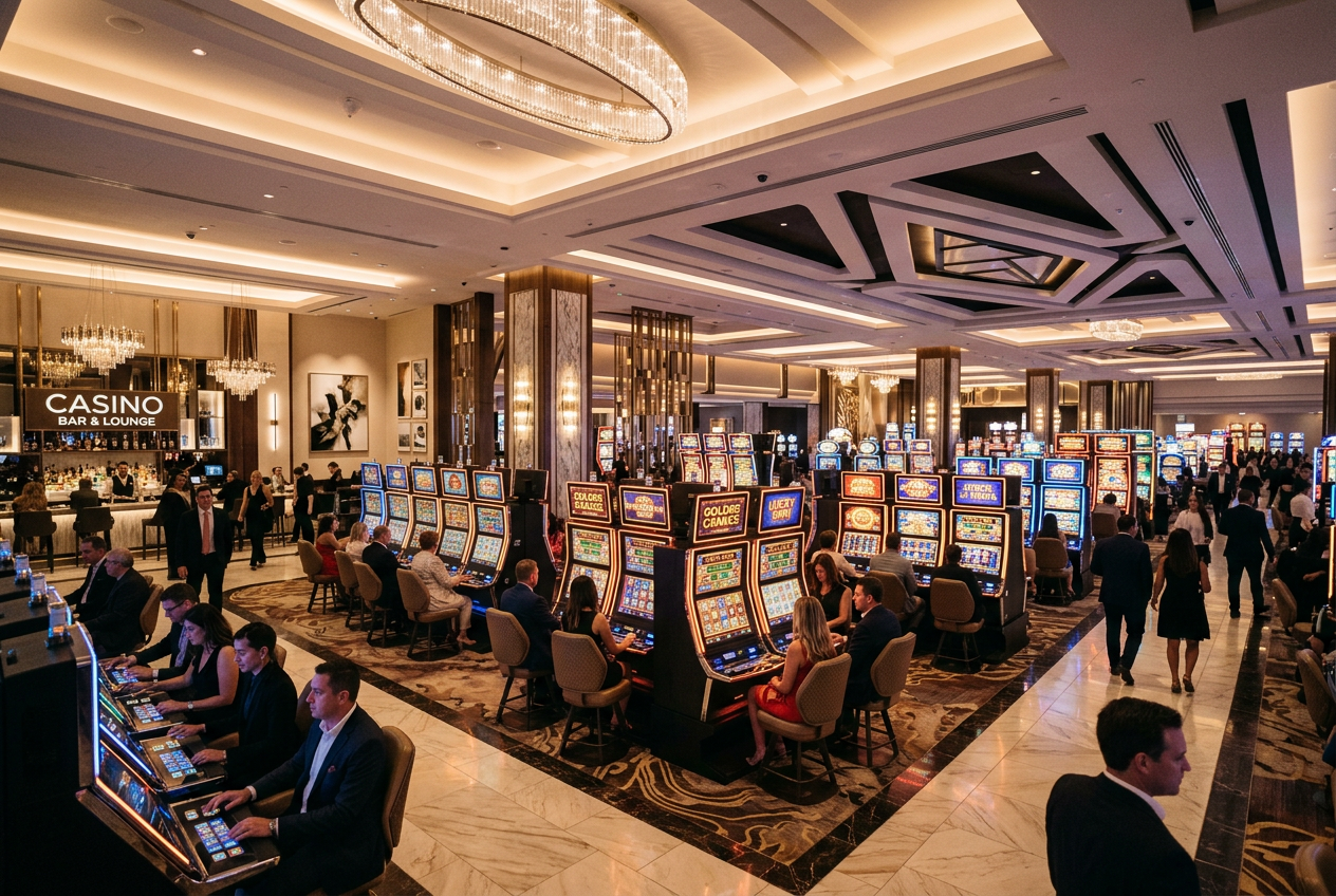 A high-end casino setting representing European gaming standards.